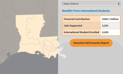 screenshot of Louisiana from NAFSA International Student Economic Value Tool